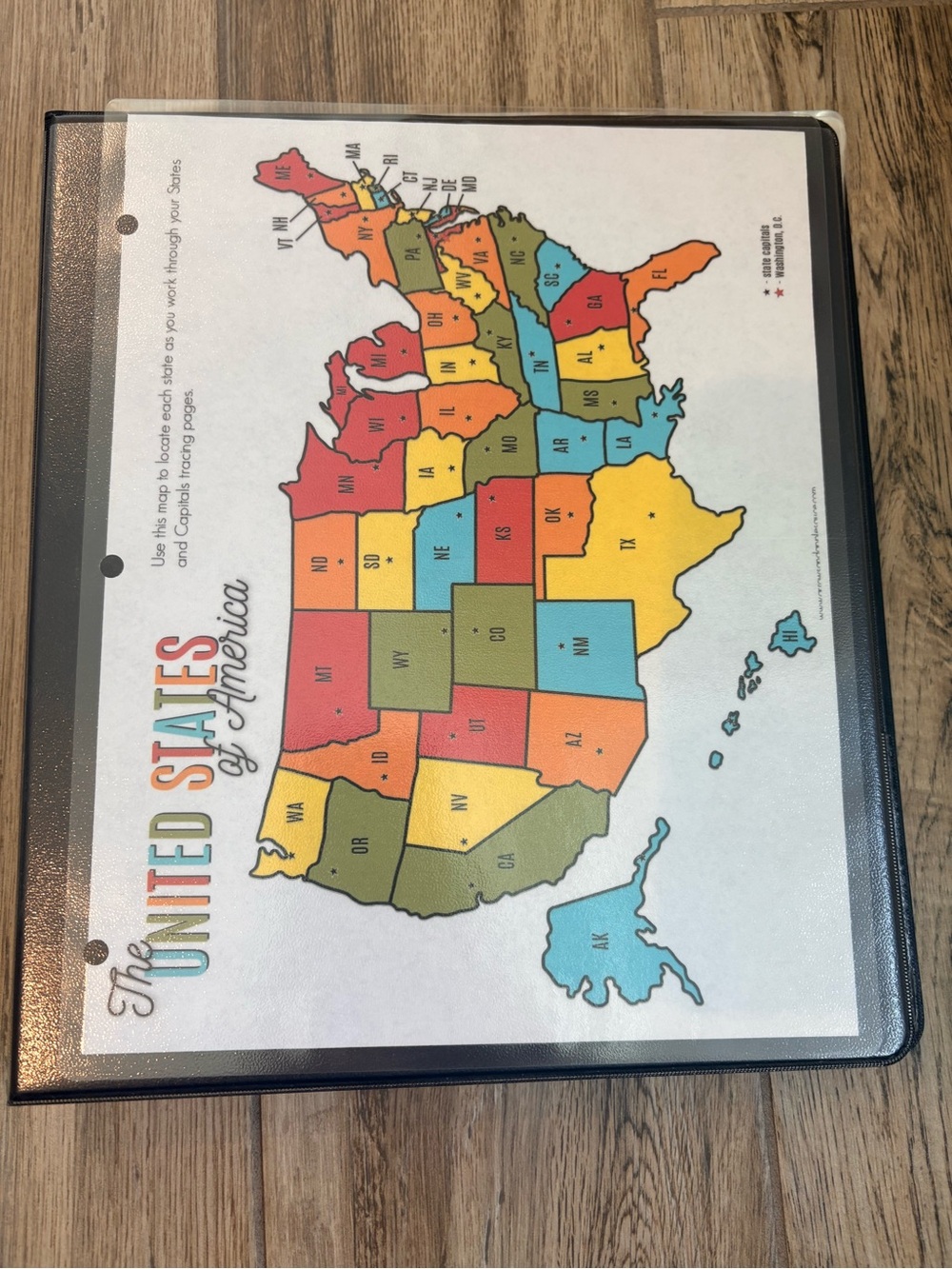 States Dry Erase Learning Map -Homeschool geography - states and capitals binder